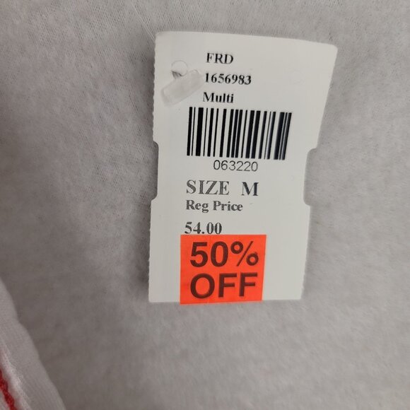 FDJ French Dressing Exotica Print Tee M White Multicolor Short Sleeve Sparkle Ne - Picture 9 of 13